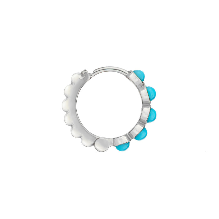 dower & hall Men's Single Azure Turquoise Huggie Hoop