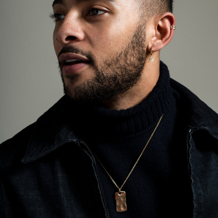 Dower & Hall Men's Single Hoop With Feather Drop Earring