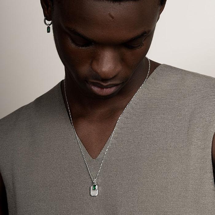 Dower & Hall Men's Single Hoop With Green Garnet Drop Earring