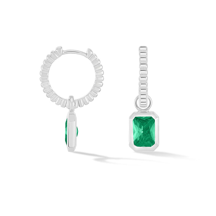 dower & hall Men's Single Hoop With Green Garnet Drop Earring