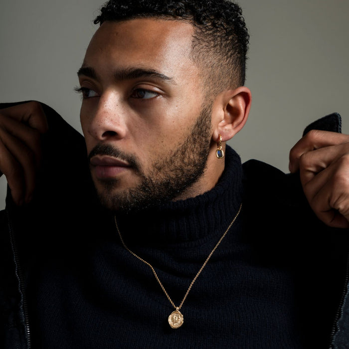 Dower & Hall Men's Single Hoop With Labradorite Drop Earring