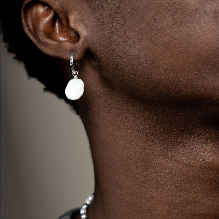 Dower & Hall Men's Single Nomad Keshi Luna Pearl Hoop