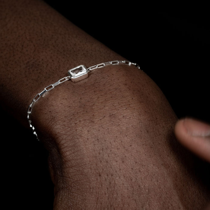 Dower & Hall Men's White Topaz Octagon Humbug Paperclip Bracelet