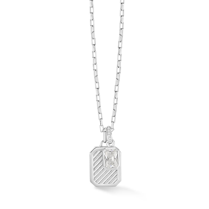 dower & hall Men's White Topaz Octagon Humbug Paperclip Necklace