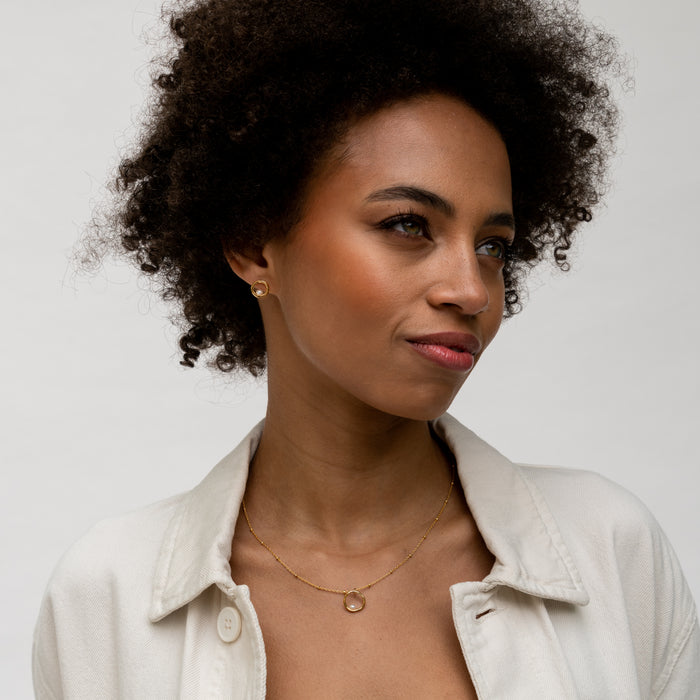 Dower & Hall Open Circle & White Pearl Waterfall Earrings