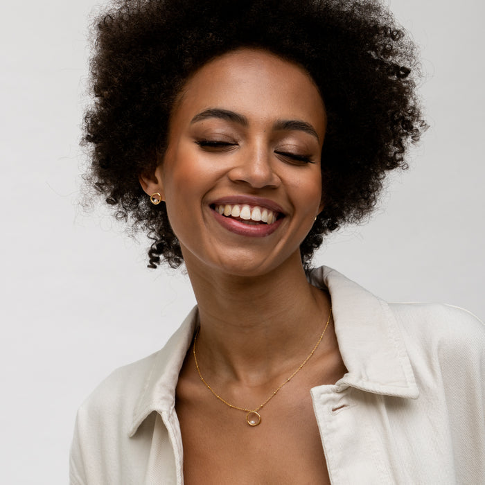 Dower & Hall Open Circle & White Pearl Waterfall Earrings