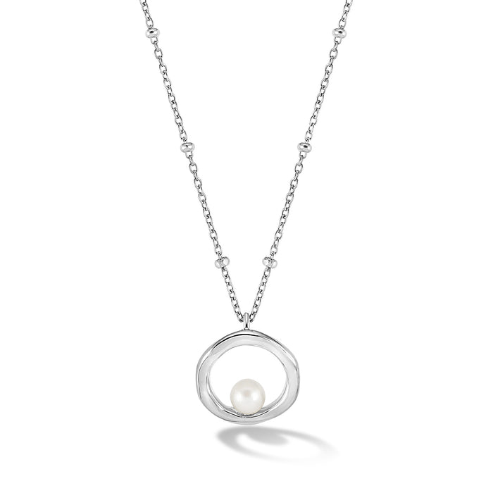 Dower & Hall Open Circle & White Pearl Waterfall Pendant