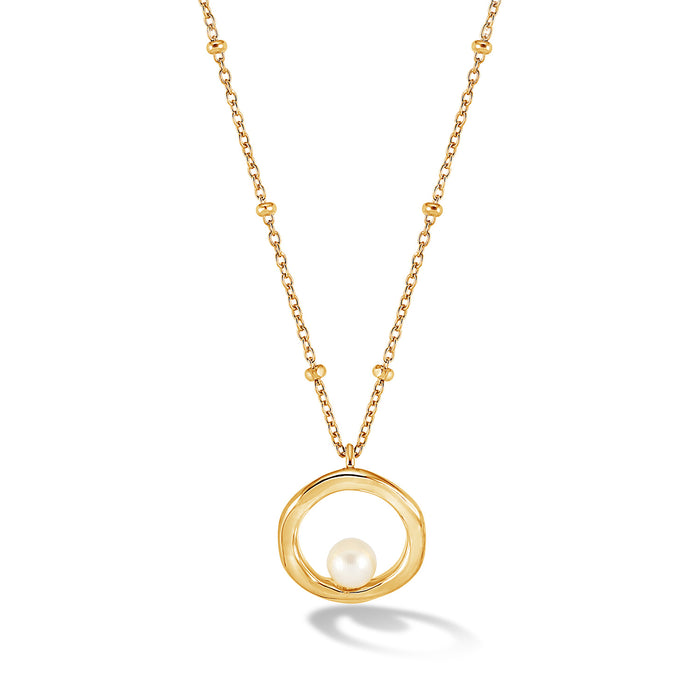 dower & hall Open Circle & White Pearl Waterfall Pendant