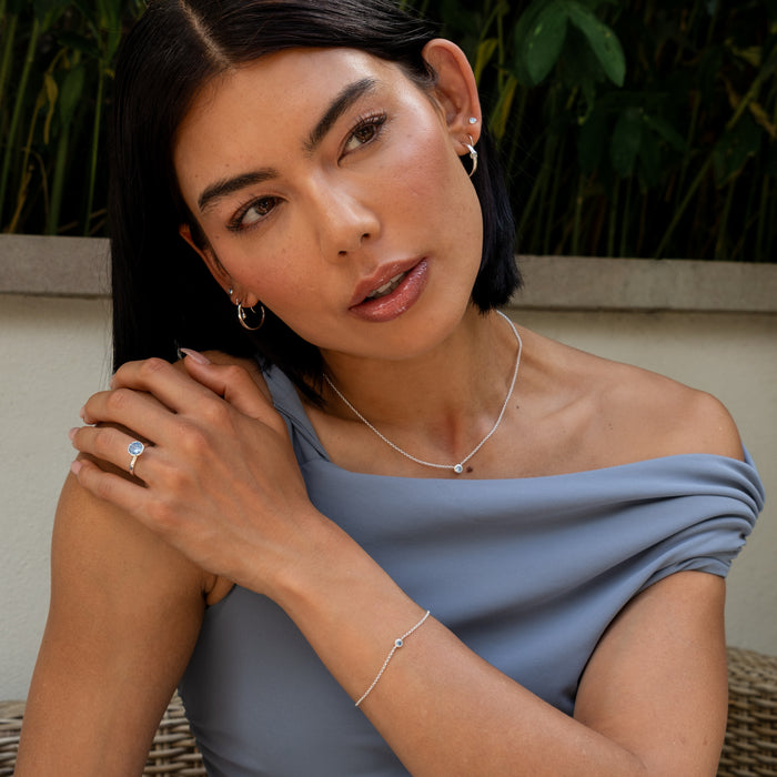 Dower & Hall Single Aquamarine Dewdrop Chain Bracelet