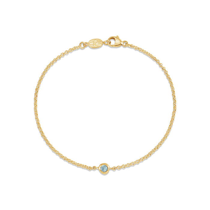 Dower & Hall Single Aquamarine Dewdrop Chain Bracelet