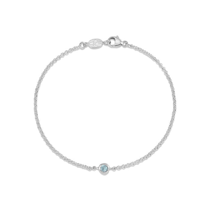 dower & hall Single Aquamarine Dewdrop Chain Bracelet