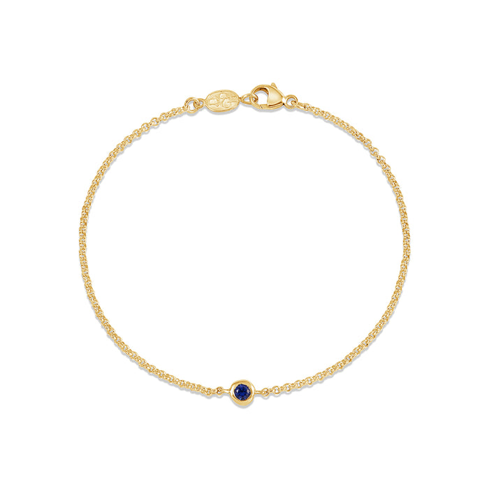 Dower & Hall Single Blue Sapphire Dewdrop Chain Bracelet