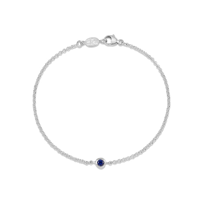 dower & hall Single Blue Sapphire Dewdrop Chain Bracelet