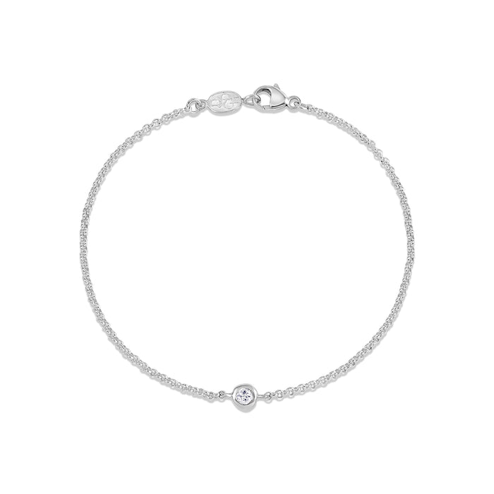 Dower & Hall Single White Sapphire Dewdrop Chain Bracelet