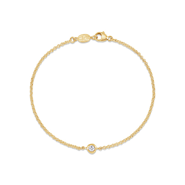 dower & hall Single White Sapphire Dewdrop Chain Bracelet