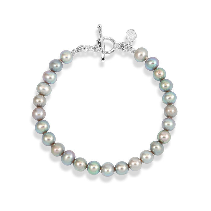 dower & hall Timeless Dove Grey Freshwater Pearl Bracelet