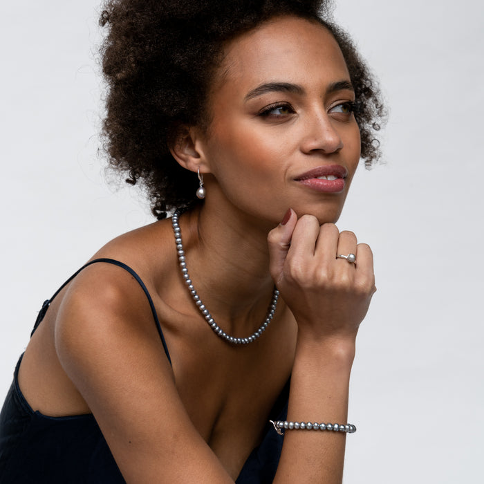 Dower & Hall Timeless Dove Grey Freshwater Pearl Necklace