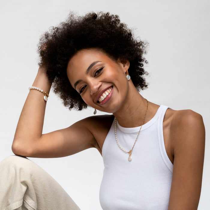 Dower & Hall Timeless Keshi Pearl Drop Chain Necklace