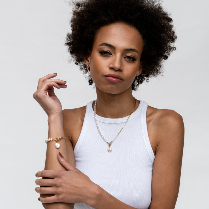 Dower & Hall Timeless Keshi Pearl Drop Chain Necklace