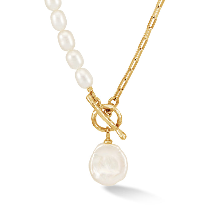 dower & hall Timeless Keshi Pearl Drop Chain Necklace