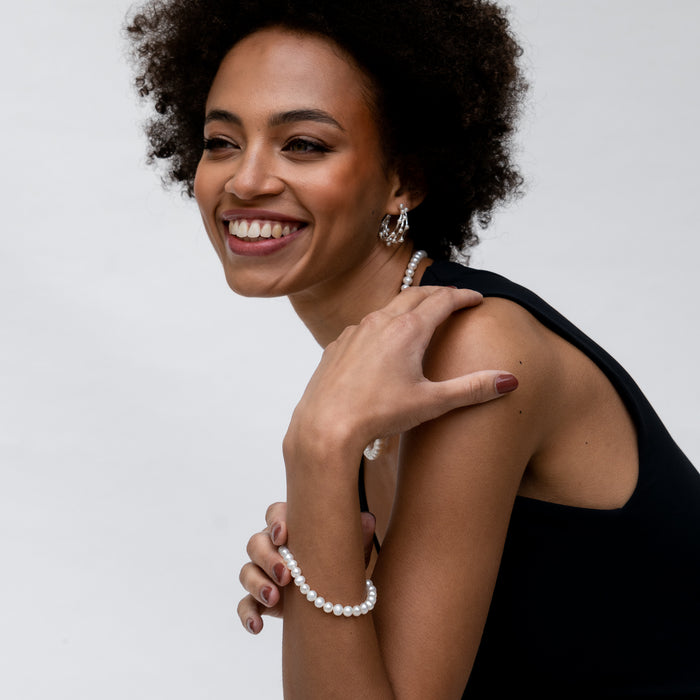 Dower & Hall Timeless White Freshwater Pearl Bracelet