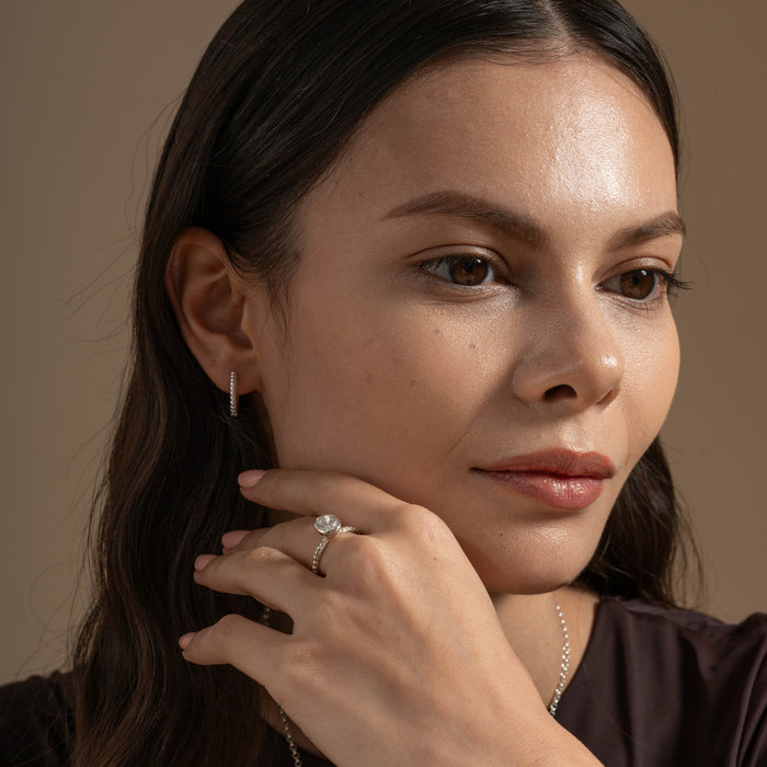 Dower & Hall White Topaz Oval Granular Dotty Twinkle Ring