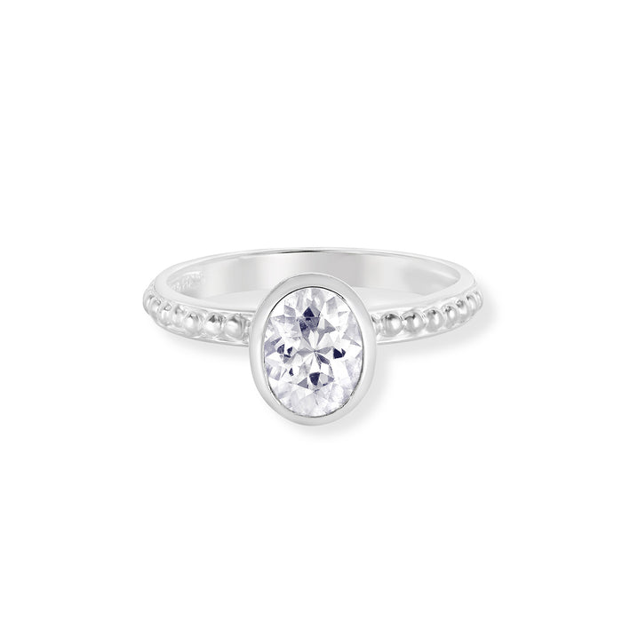 Dower & Hall White Topaz Oval Granular Dotty Twinkle Ring