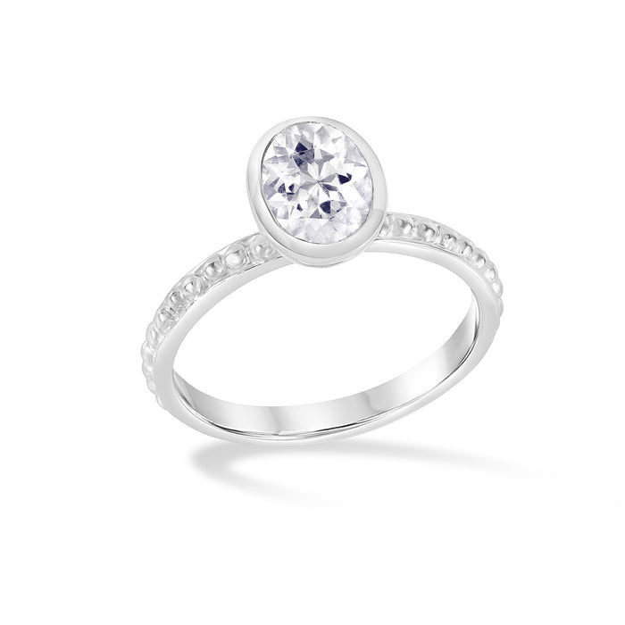 dower & hall White Topaz Oval Granular Dotty Twinkle Ring