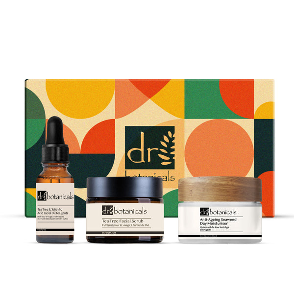 dr denim Tea Tree Facial Scrub Tea Tree & Salicylic Acid Facial Oil For Spots Seaweed Face Moisturiser