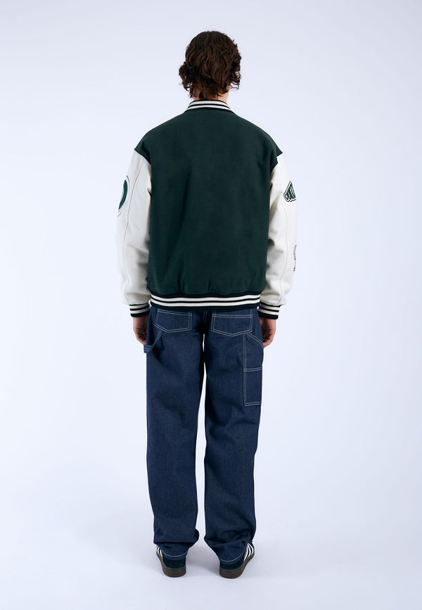 Dr Denim Annivarsity Jacket - Green Patched