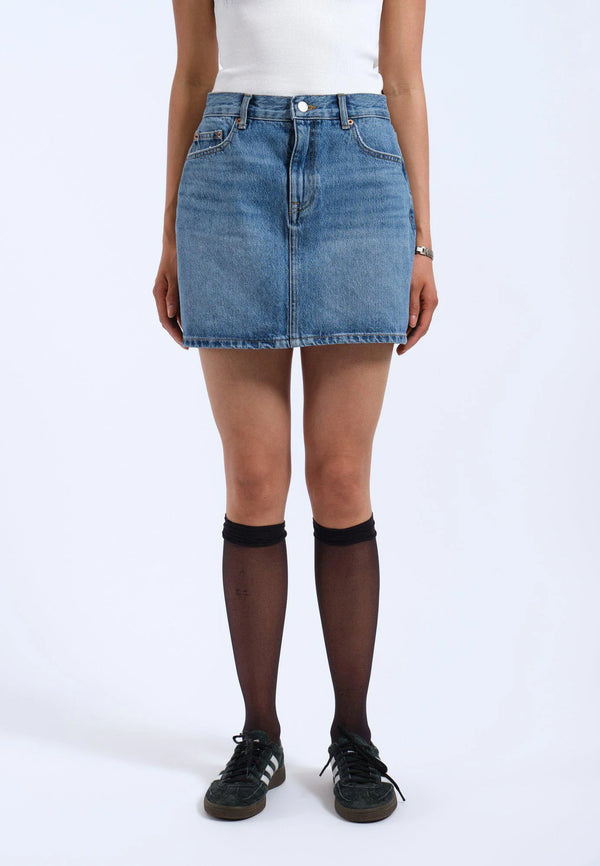 dr Denim Arch Skirt - Stream Sky Used