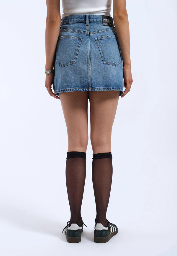 dr Denim Arch Skirt - Stream Sky Used
