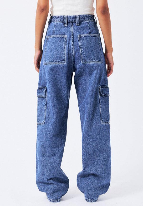 Dr Denim Donna Cargo Pants - Pebble Mid Stone