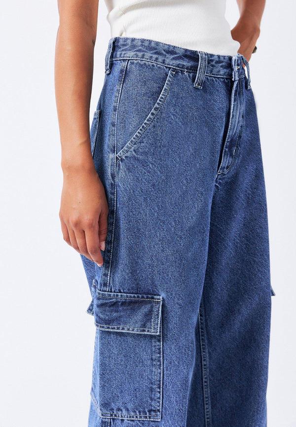 Dr Denim Donna Cargo Pants - Pebble Mid Stone