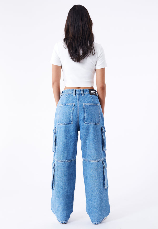 Dr Denim Donna Multi Cargo - Stream Sky Retro