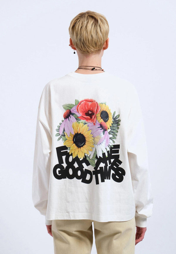 Dr Denim Lily Long Sleeve - Off White Flower Times