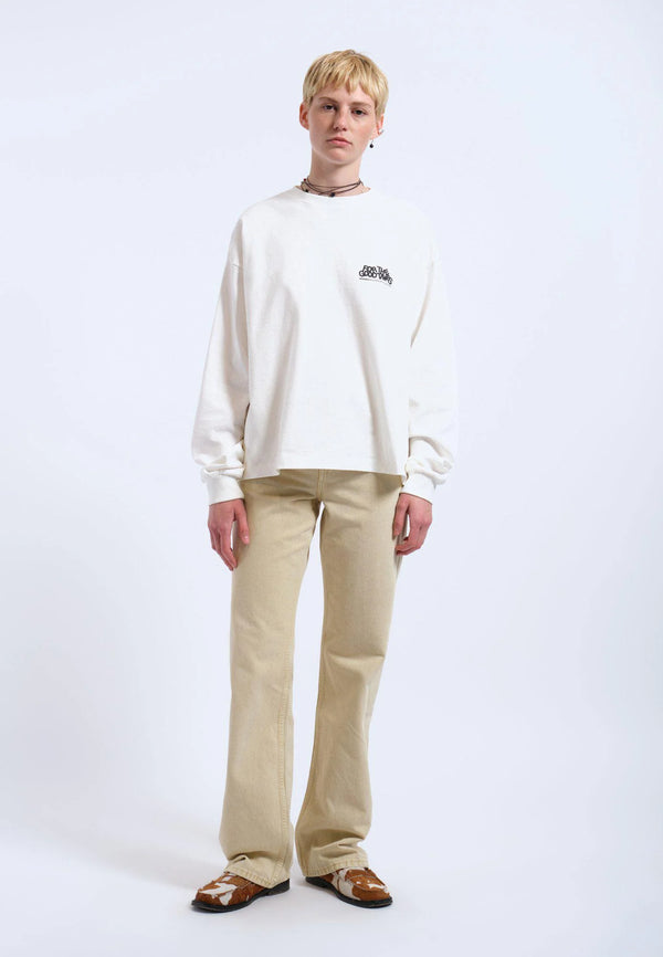 Dr Denim Lily Long Sleeve - Off White Flower Times