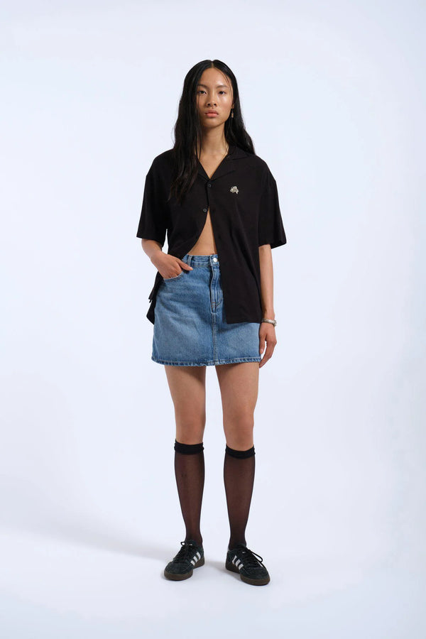 Dr Denim Madi Shirt - Black YLW Embroidery