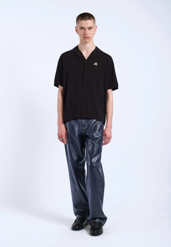 Dr Denim Madi Shirt - Black YLW Embroidery