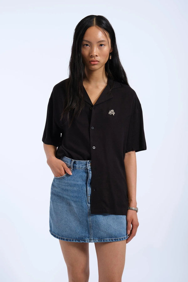 dr denim Madi Shirt - Black YLW Embroidery