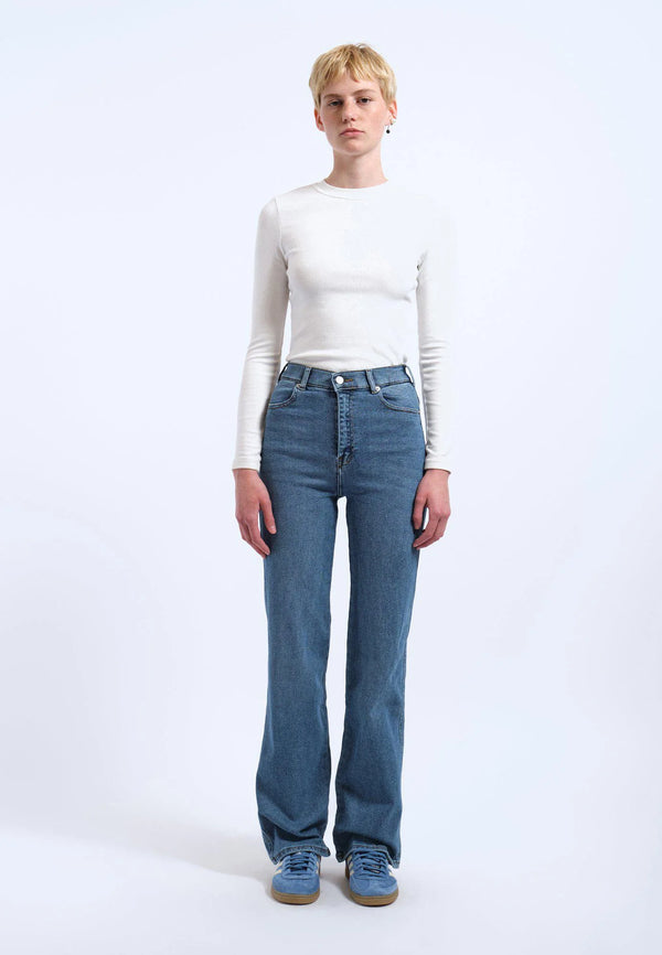 Dr Denim Moxy Straight - Cape Sky Worn Hem