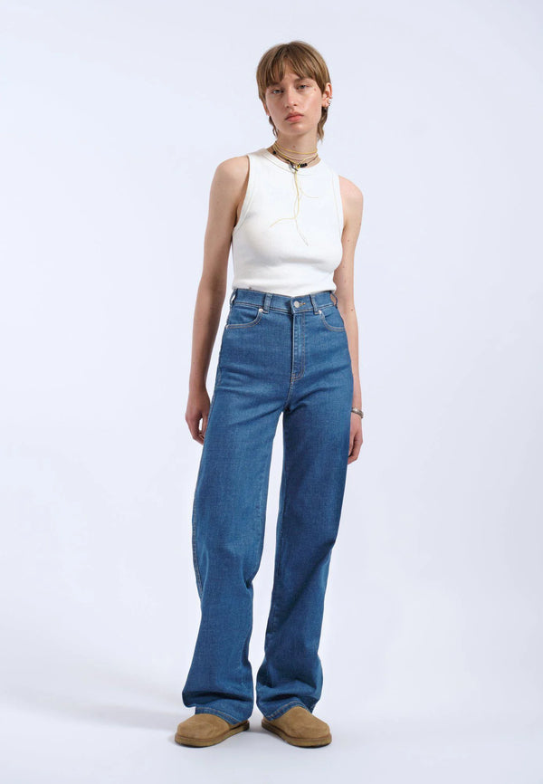 Dr Denim Moxy Straight - Vale Mid Plain