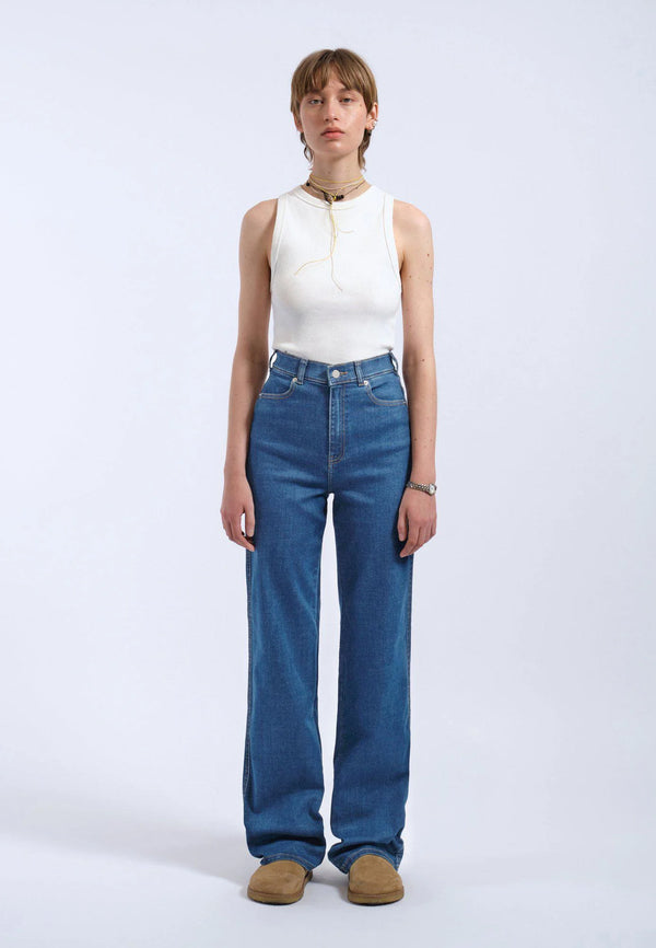 Dr Denim Moxy Straight - Vale Mid Plain