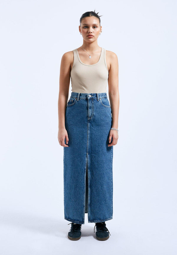 Dr Denim Myra Skirt - Stream Mid Retro