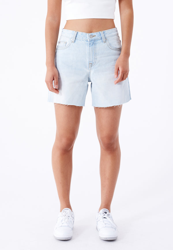 Dr Denim Rose Shorts - Canyon Pale Worn Raw Hem