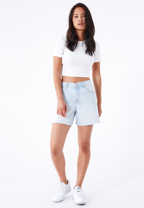 dr denim Rose Shorts - Canyon Pale Worn Raw Hem