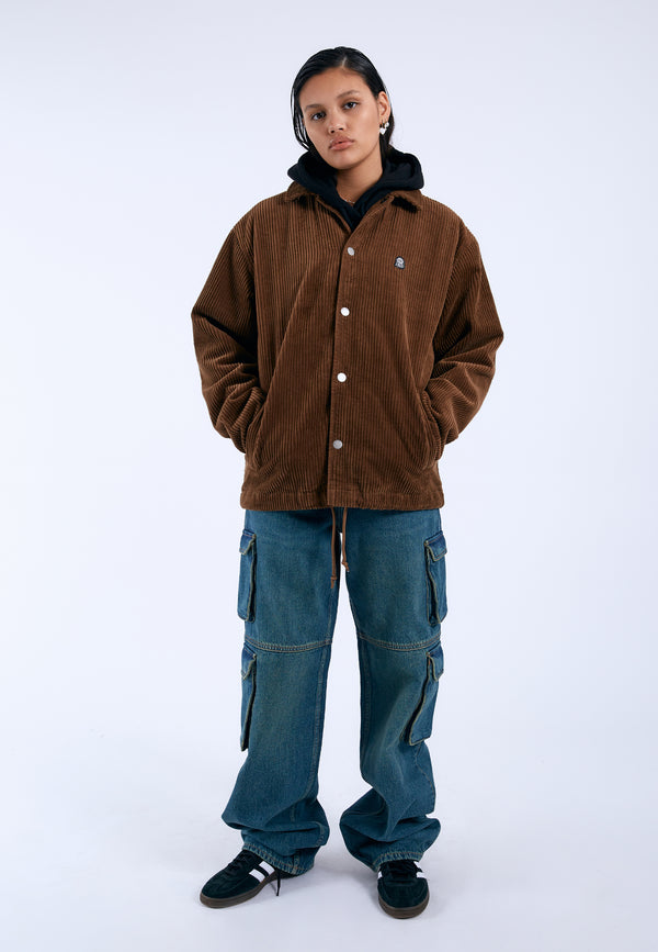 Dr Denim Split Jacket - Brown Cord