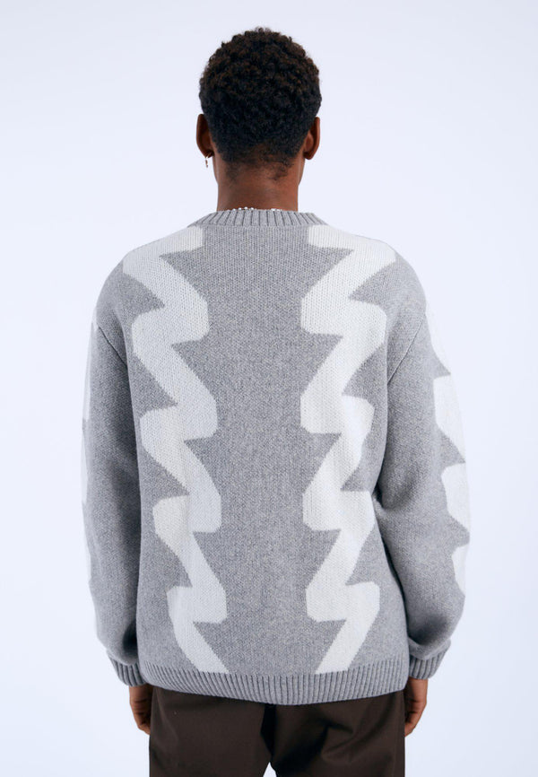 Dr Denim Tom Cardigan - Grey Melange Wave