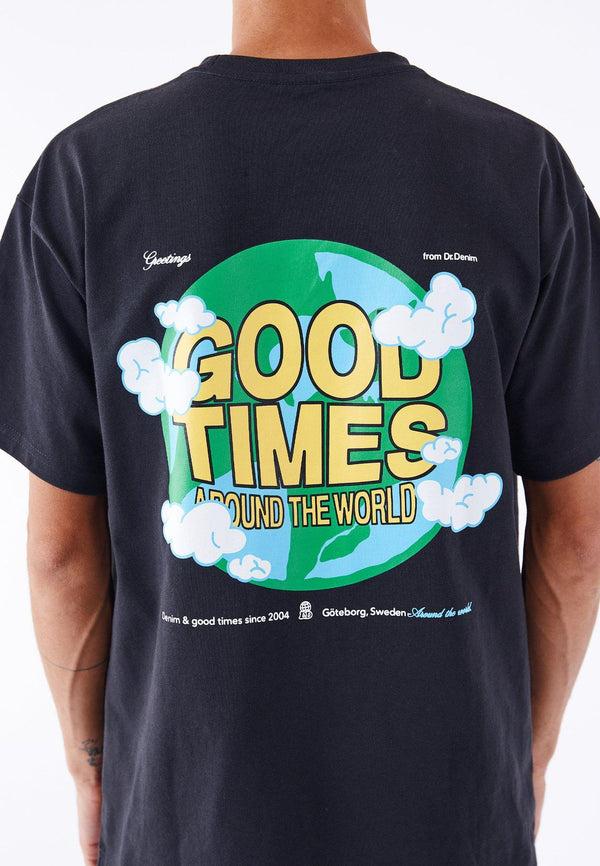 Dr Denim Trooper Tee - Off Black World