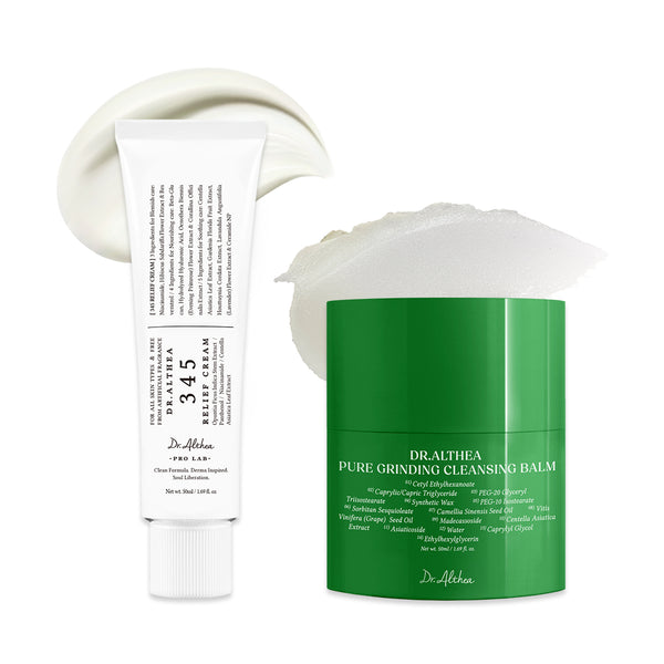 dr. althea Cleanser and Hydration Set | 345 Relief Cream & Pure Grinding Cleansing Balm